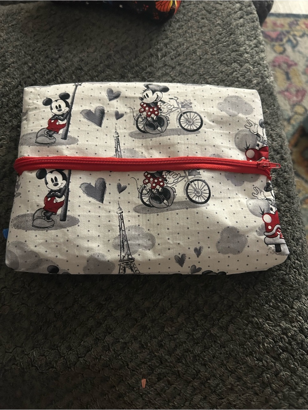 Hand Crafted Red & White Mickey Mouse Cosmetic Bag